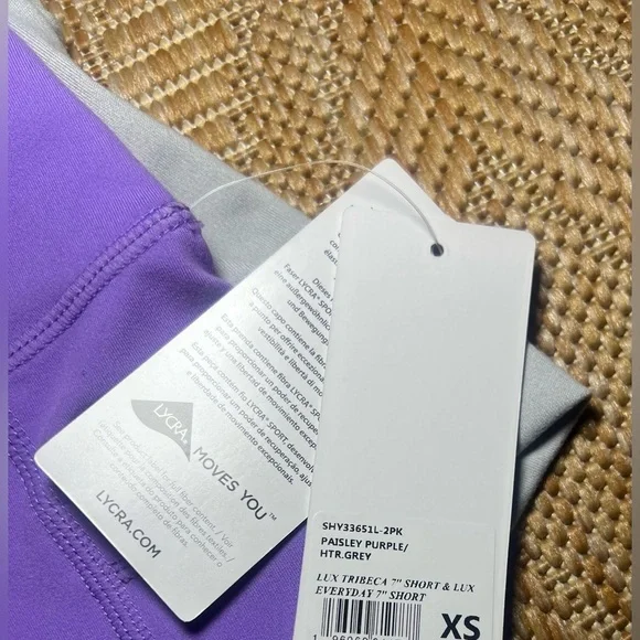 YOGALICIOUS® LUX Women's Workout Short Set: 7" Purple & Grey, Size XS,NWT - Picture 2 of 12